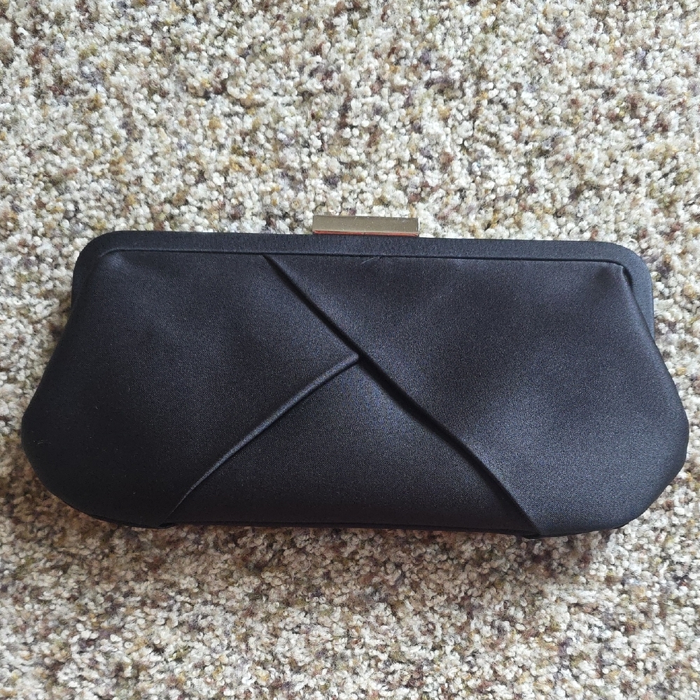 La Regale Elegant Black Clutch with Silver Accents